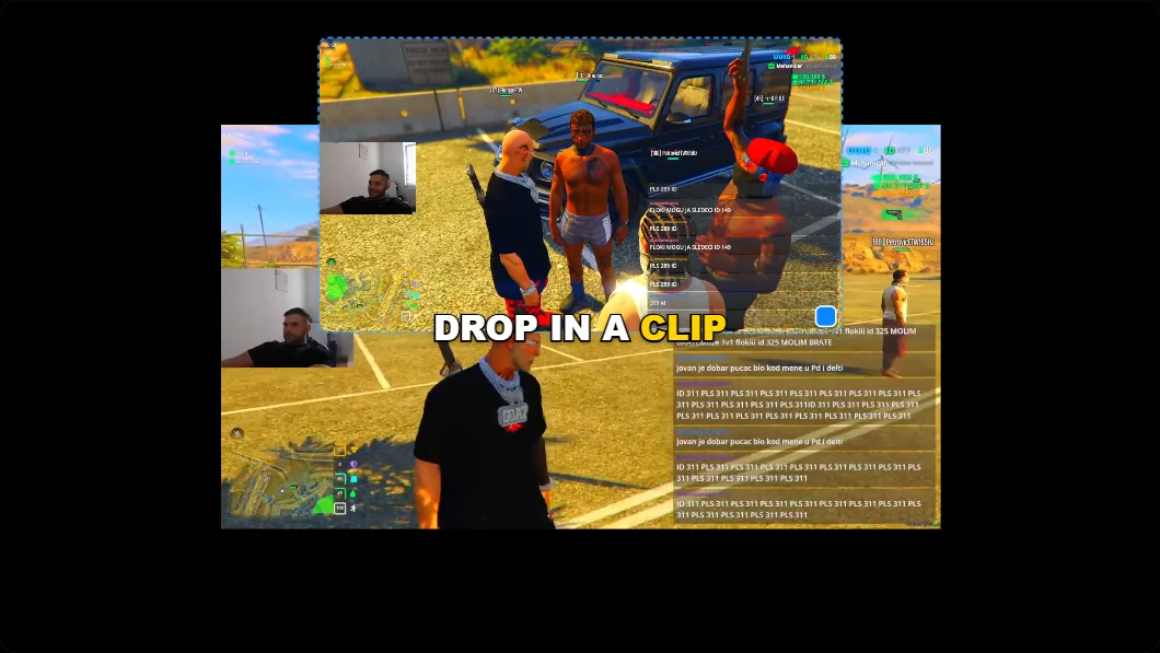 CaptionRoom preview — Cam + gameplay layout